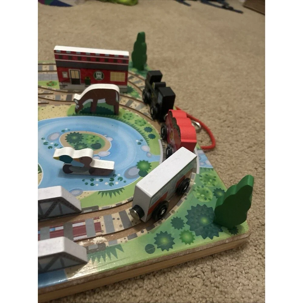Melissa & Doug Wooden Take-Along Tabletop Railroad W/ Train & More